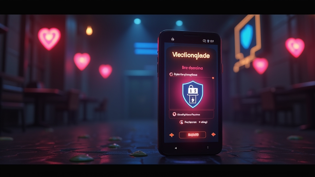Phone with a safe download checklist in a dark casino lobby